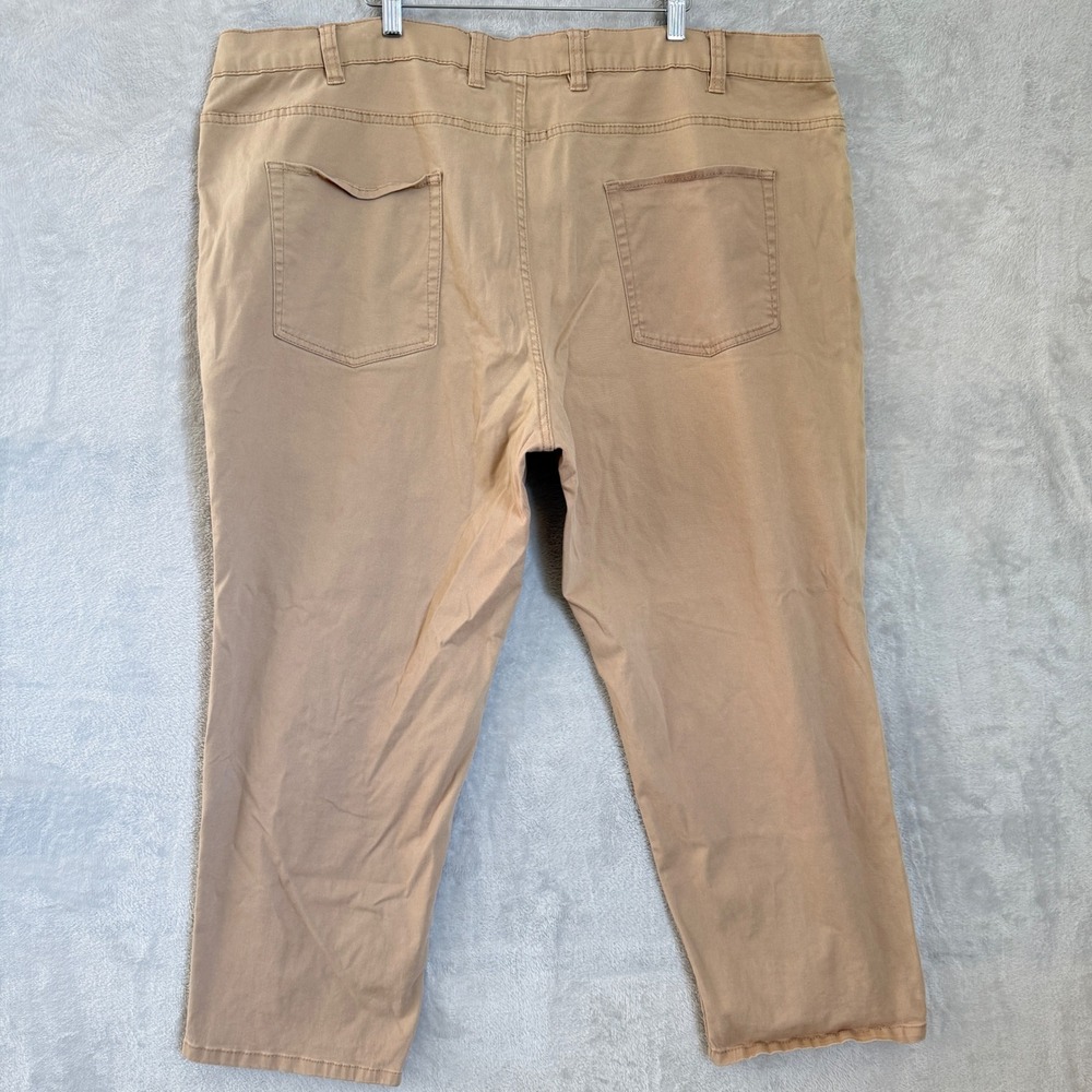 Oak Hill Straight Fit Khaki Chino Pants Mens 50x27 Tan Stretch Cotton DXL - Picture 2 of 12